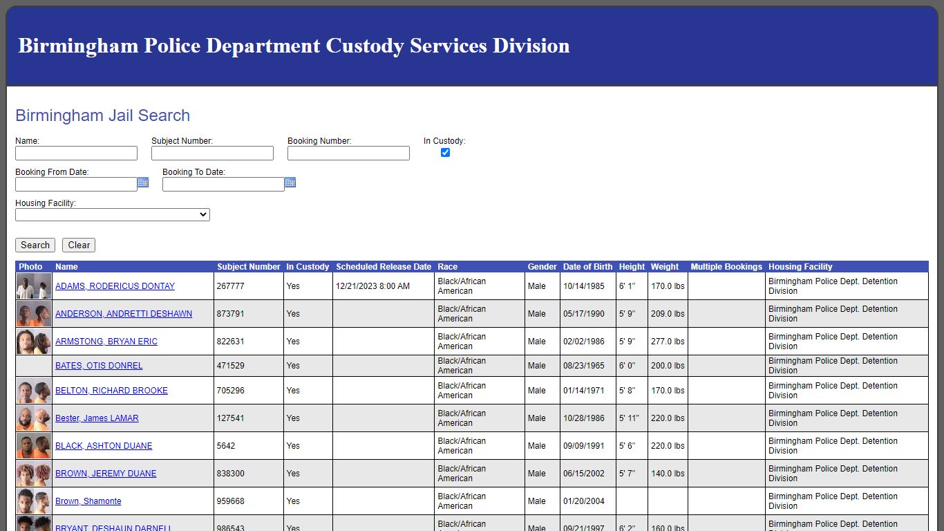 Birmingham Jail Search